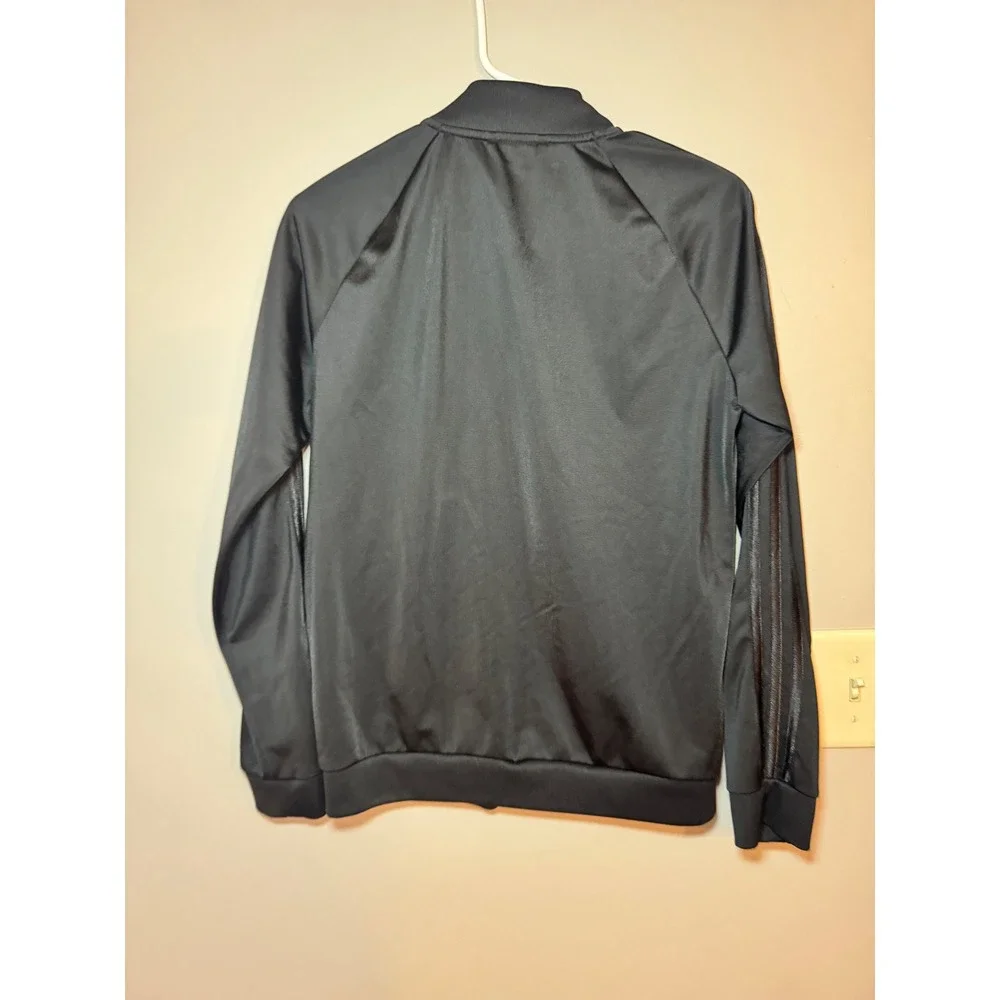 Adidas Mens Track Jacket Black Tonal 3-Stripe Full Zip Bomber Style Size Medium